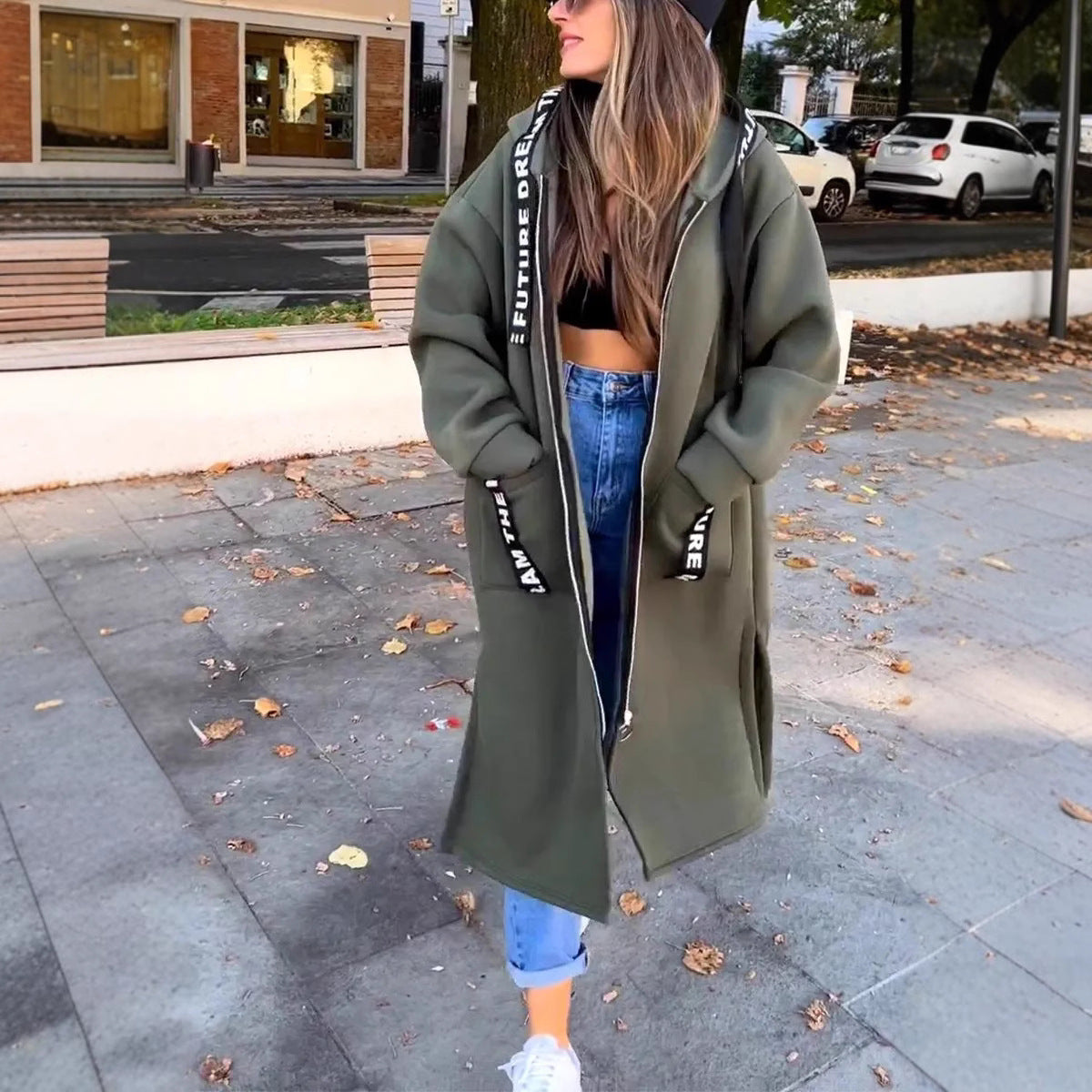 Abrigo Sudadera Oversize con Capucha en color verde