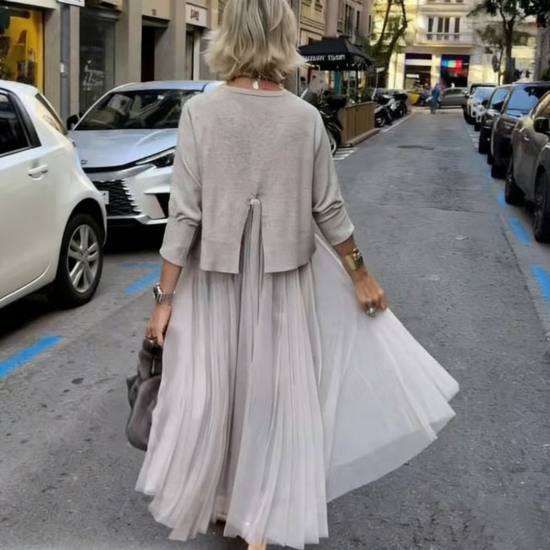 Conjunto de Top de Manga Larga y Vestido sin Mangas