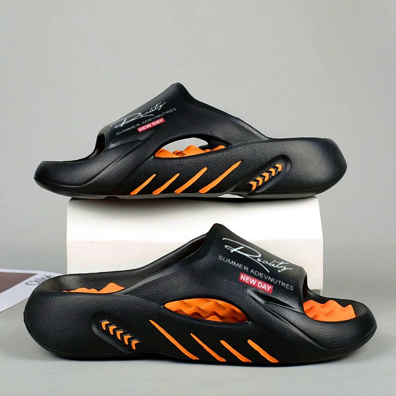 Chanclas Nube de Suela Gruesa Antideslizantes en negro y naranja