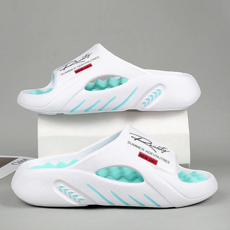 Chanclas Nube de Suela Gruesa Antideslizantes en blanco y azul