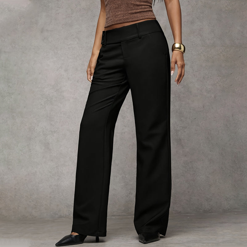Pantalón de Traje Acampanado de Tiro Alto en color negro
