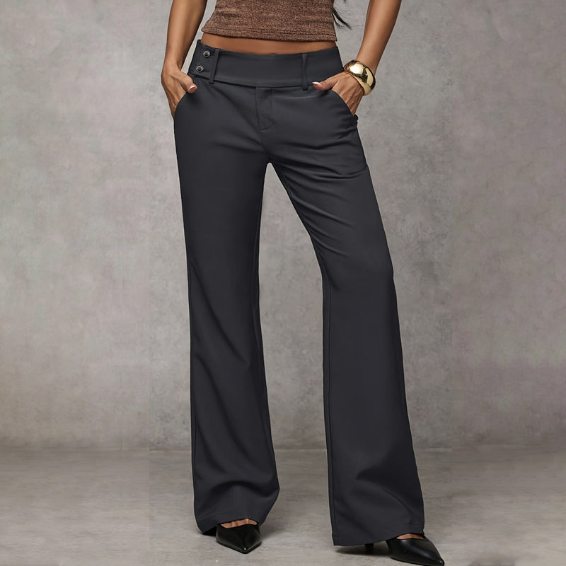 Pantalón de Traje Acampanado de Tiro Alto en color gris oscuro