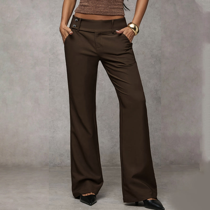 Pantalón de Traje Acampanado de Tiro Alto en color caramelo