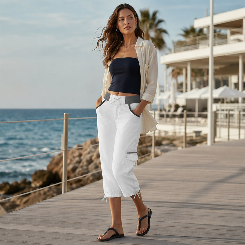 Pantalón Cargo Capri de Tiro Alto – imagen 8