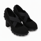 Zapatos Mary Jane con Tacón Ancho y Plataforma en negro, piel sintética