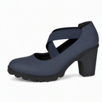 Zapatos Mary Jane con Tacón Ancho y Plataforma en azul, piel sintética